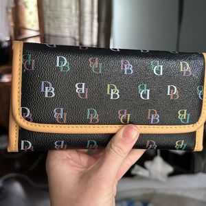 VINTAGE y2k Dooney and Bourke black and rainbow wallet, perfect condition.